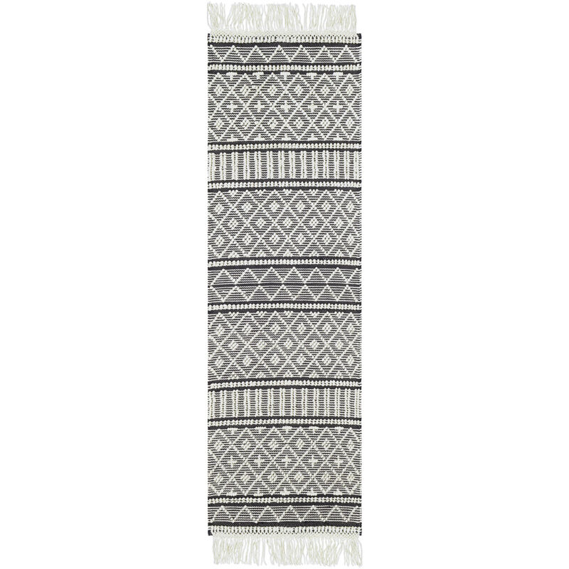 Farmhouse Tassels FTS-2300 2'6' x 8' Black Rug image number 0