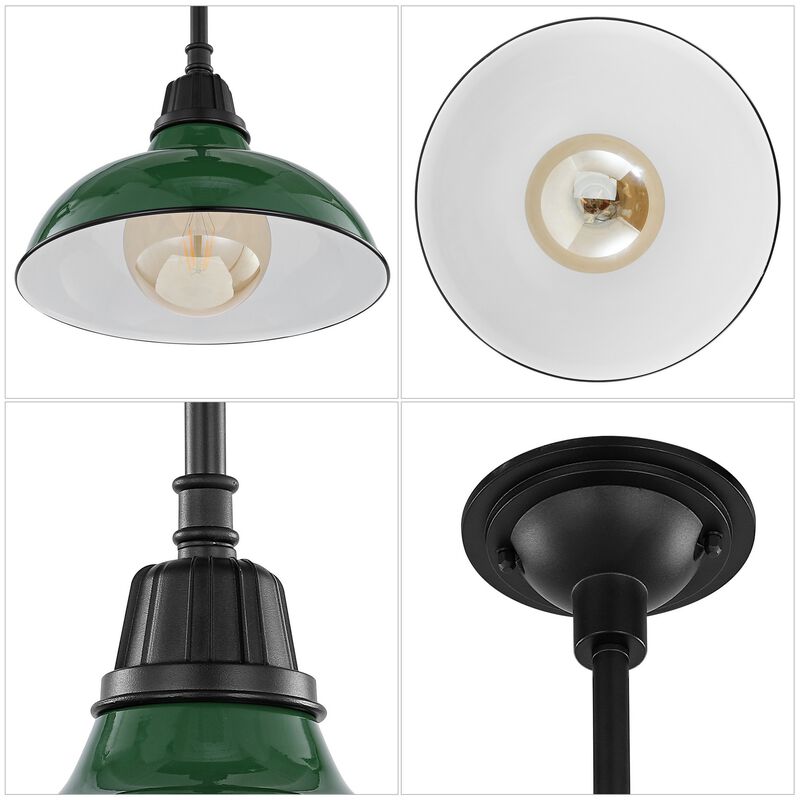 Jasper 12.25" 1-Light Farmhouse Industrial Indoor/Outdoor Iron LED Pendant