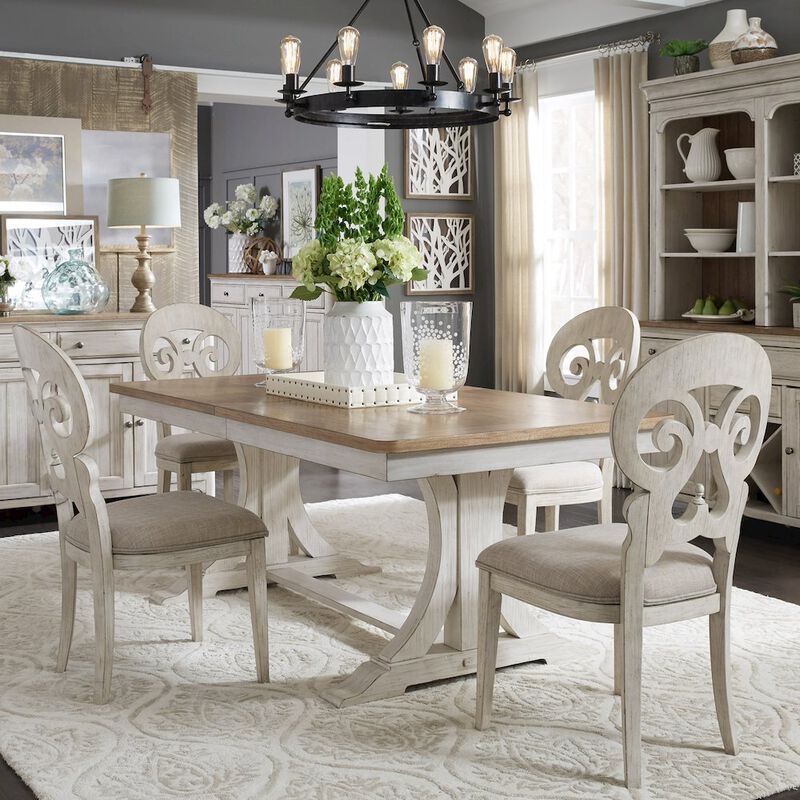 Liberty Furniture Trestle Table in Rubberwood Solids with Hickory & Pine Veneers image number 1
