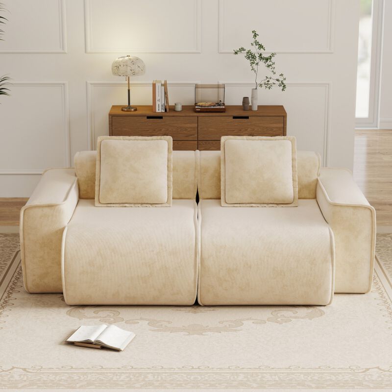 Glaquu Velvet Loveseat image number 2