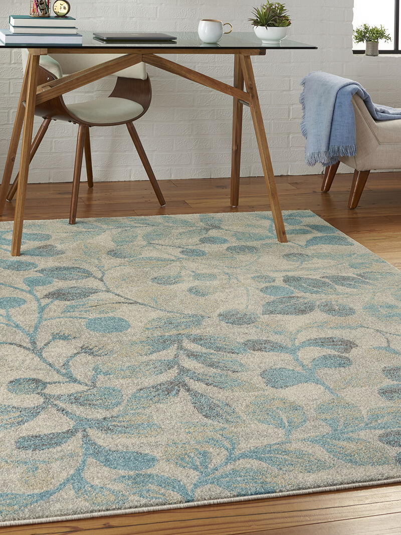 Tranquil TRA03 Ivory/Turquoise 4' x 6' Rug