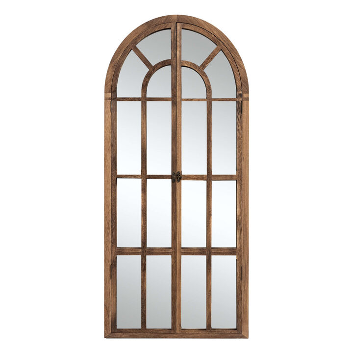 HomeRoots 71" Brown Solid Wood Arch Framed Full Length Mirror