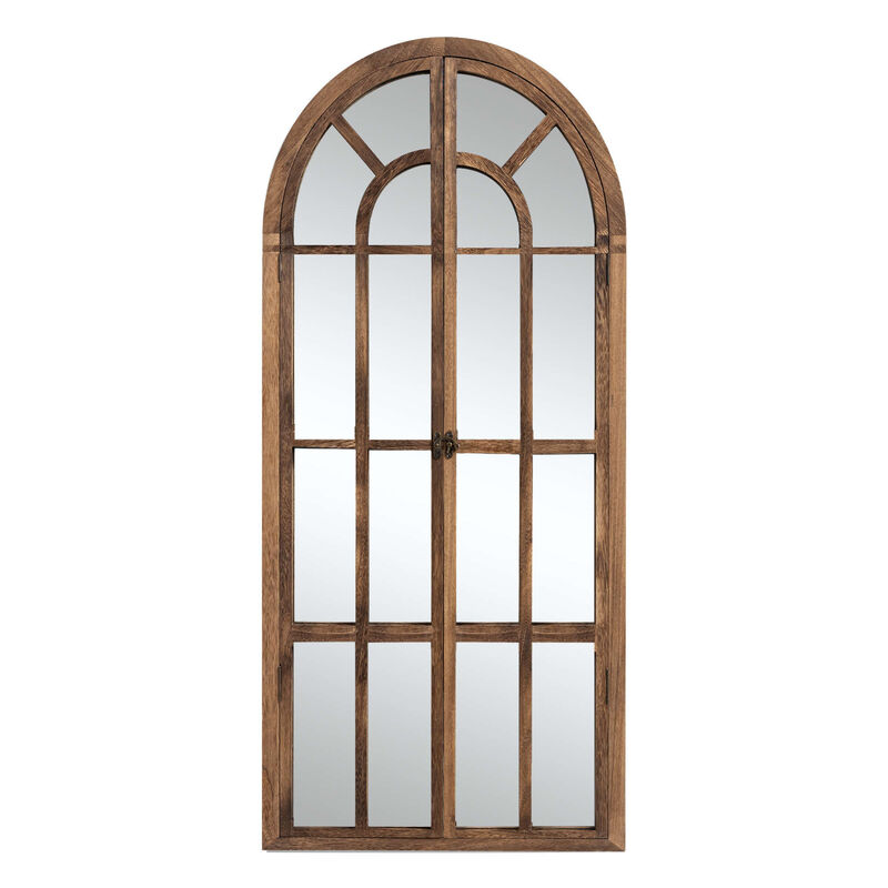 HomeRoots 71" Brown Solid Wood Arch Framed Full Length Mirror image number 0