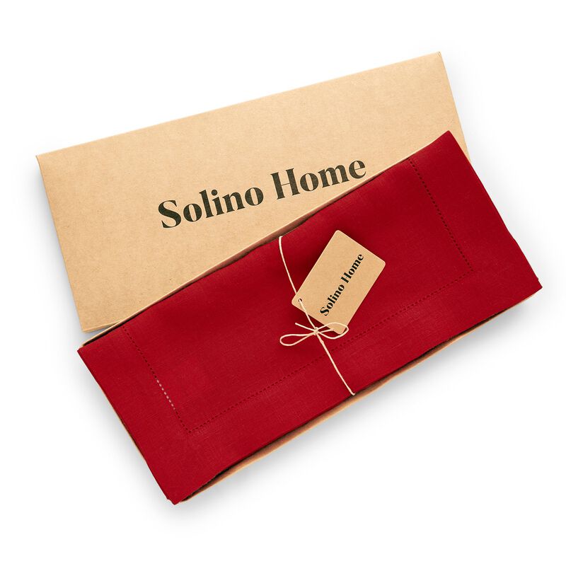 Solino Home Sonoma Hemstitch 100% Linen Table Runner &ndash; Handcrafted, Machine Washable, Perfect for Holiday and Everyday Dining