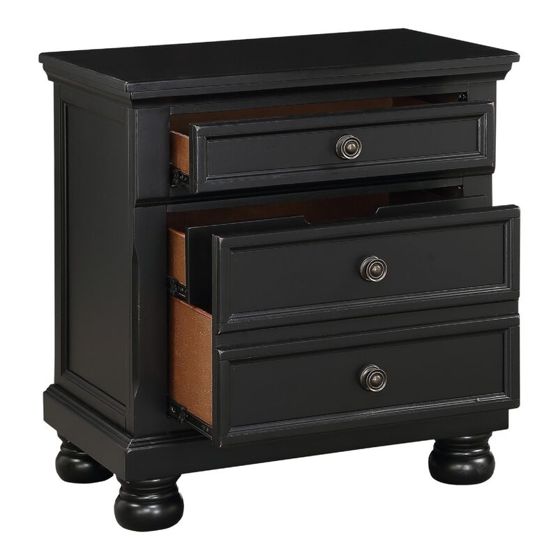 Queen Size Bedroom Set, Black Finish, Storage Bed with Drawers, 3-Piece Set with Bed and Two Nightstands image number 6
