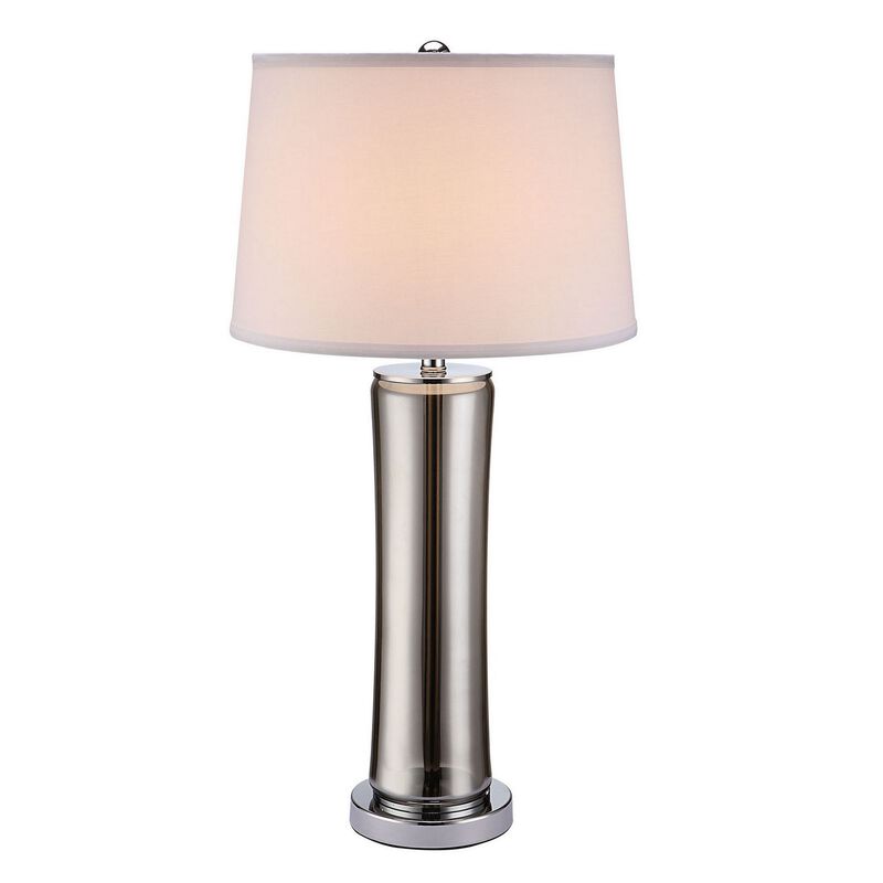 29 Inch Table Lamp, Empire Shade, Set of 2, Glass, Clear Smoke Gray-Benzara