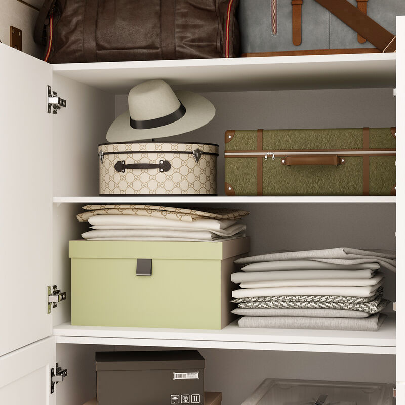 FUFU&GAGA Four-Door Wardrobe with Six Drawers and Top Cabinet (63" W x 19.7" D x 94.5" H),White
