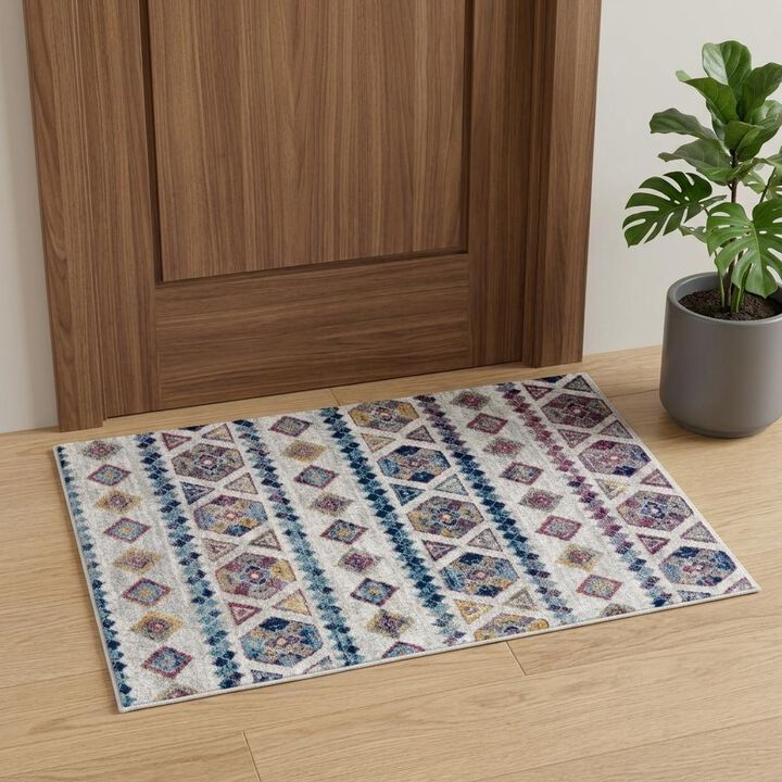 HomeRoots Geometric Power Loom Area Rug