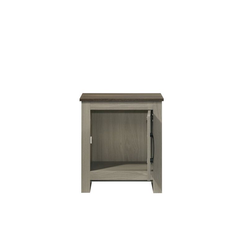 Nyla 16"W Gray Oak End Table, Side Table, Nightstand with Cabinet Door
