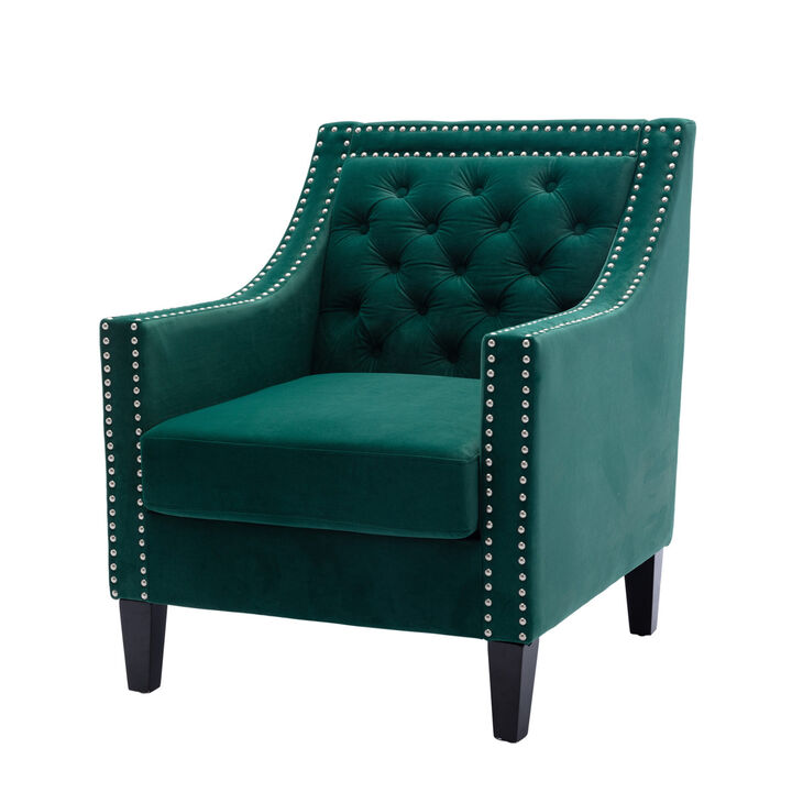 accent armchair living room chair with nailheads and solid wood legs