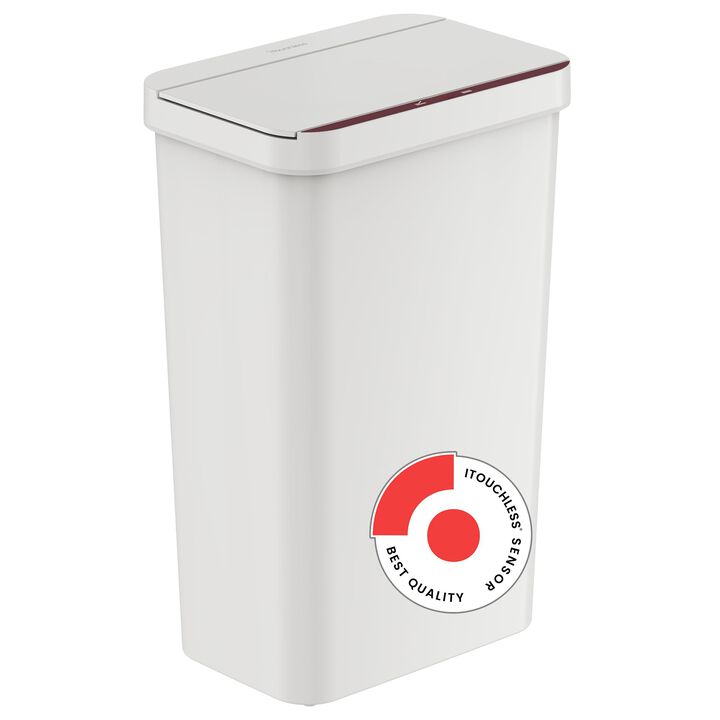 iTouchless 13.2 Gallon / 50 Liter Prime Plastic Sensor Trash Can (White)
