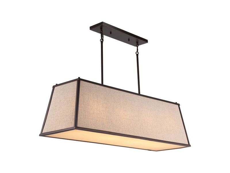 Crosby 4-Light Minimalist Industrial Trapezoidal Linen Iron Linear LED Pendant