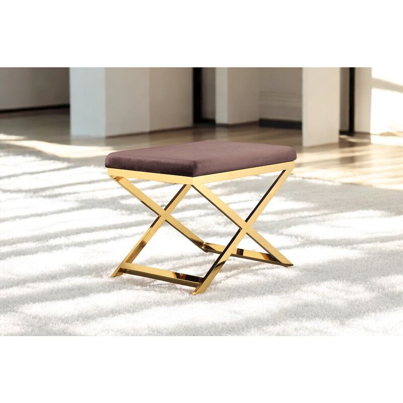 Pangea Home Gold Lexi Stool Velvet Chocolate