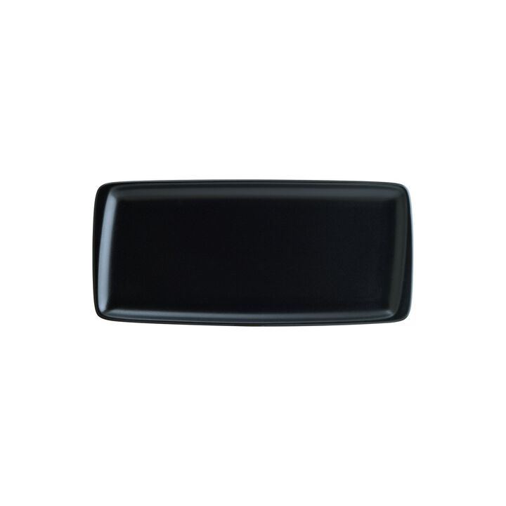 Notte 13.5" x 6" x h:0.75" Rectangular Black Porcelain Platter