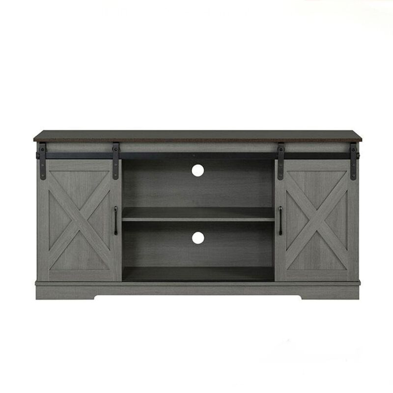 56 Inches Farmhouse TV Stand Cabinet with Sliding Doors Entertainment Center Media Console Cabinet for Living Room