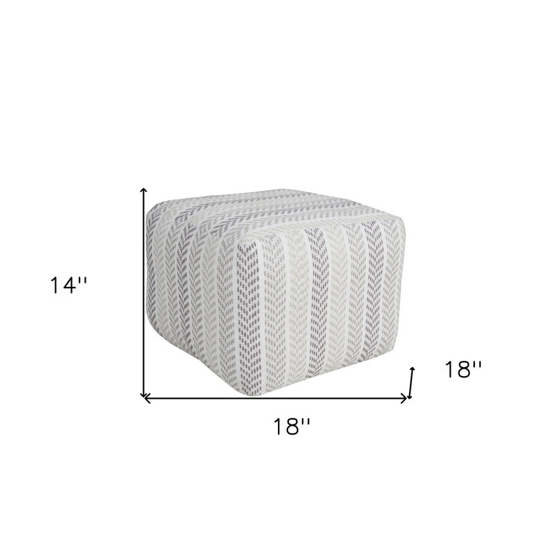 Hivvago 18 Inch Gray And White Cotton Chevron Pouf Ottoman