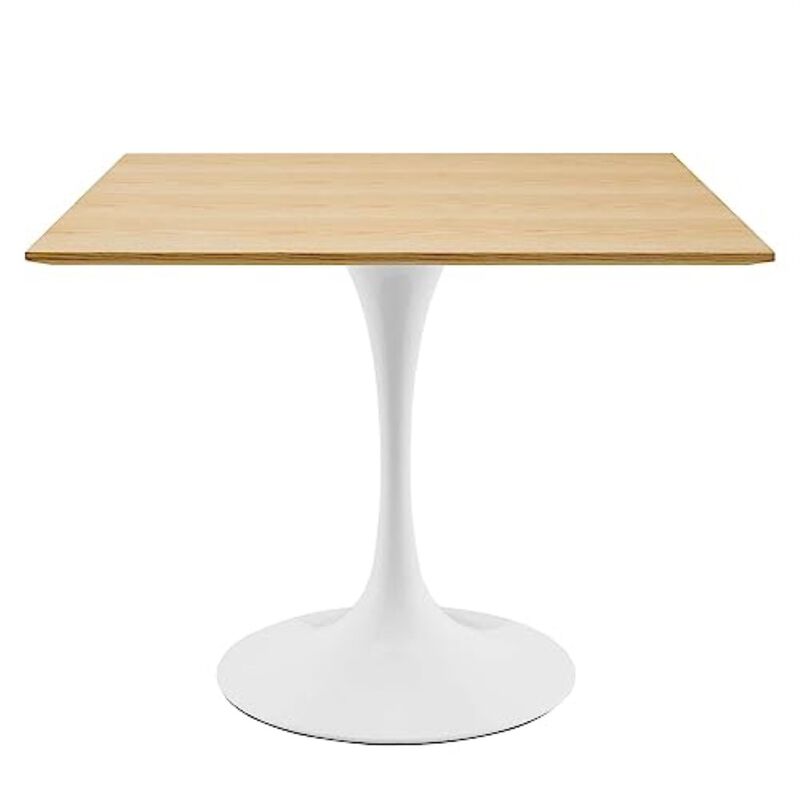 Modway Lippa Square Wood Grain 36" Dining Table in White Natural image number 0