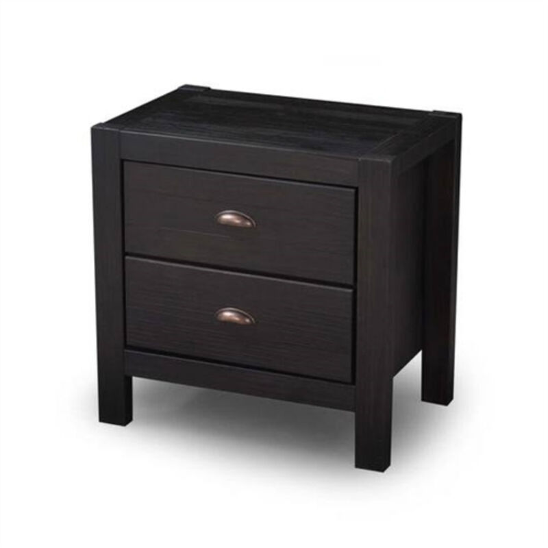 Farmhouse Style Solid Pine Wood 2-Drawer Nightstand Bedside Table