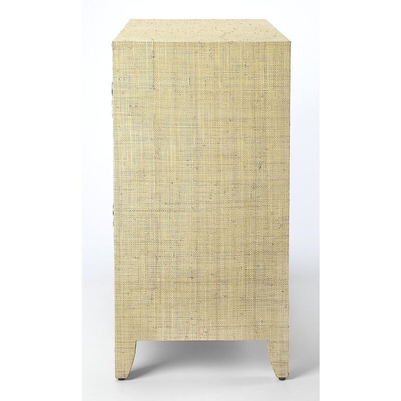 Butler Specialty Amelle 4-Drawer Raffia Accent Chest, Cream, Yellow image number 5