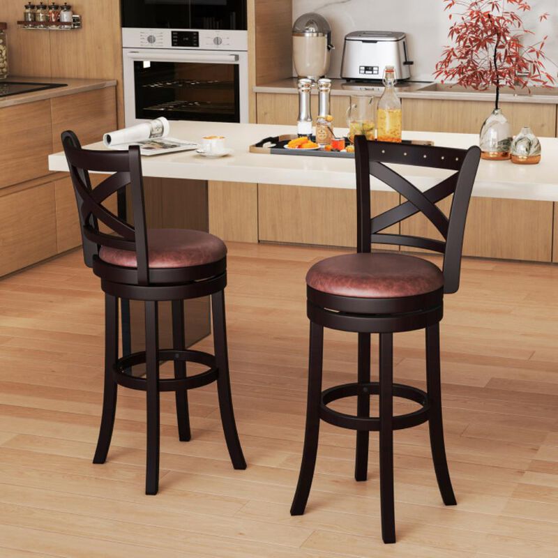 Hivvago Swivel Bar Stools Set of 2 Bar Chairs with Padded Seat