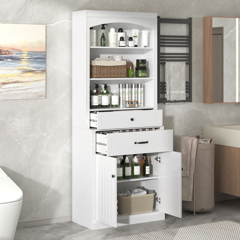 Merax White Bathroom Storage Cabinet with Two Doors
