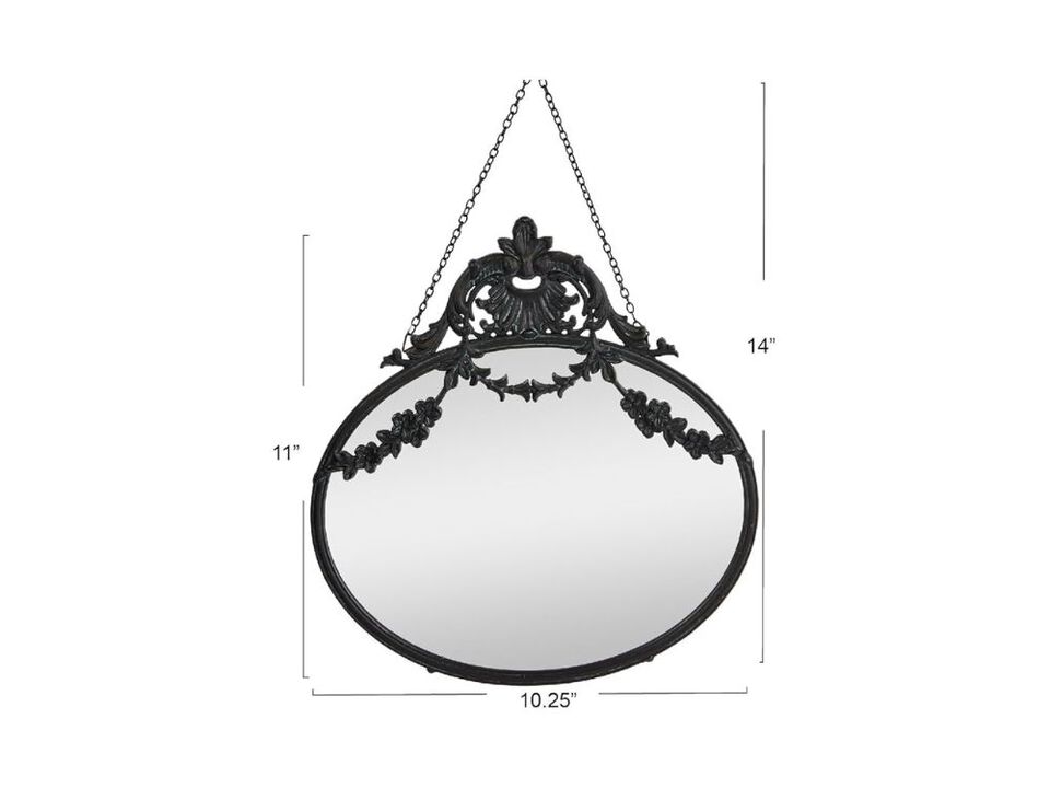 Vintage Wall Mirror with Chain – Black Frame by Creative Co-Op