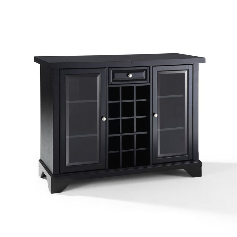 Crosley Furniture Lafayette Sliding Top Bar Cabinet Black