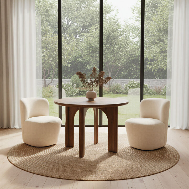 Boucle Swivel Accent Chair, Ivory