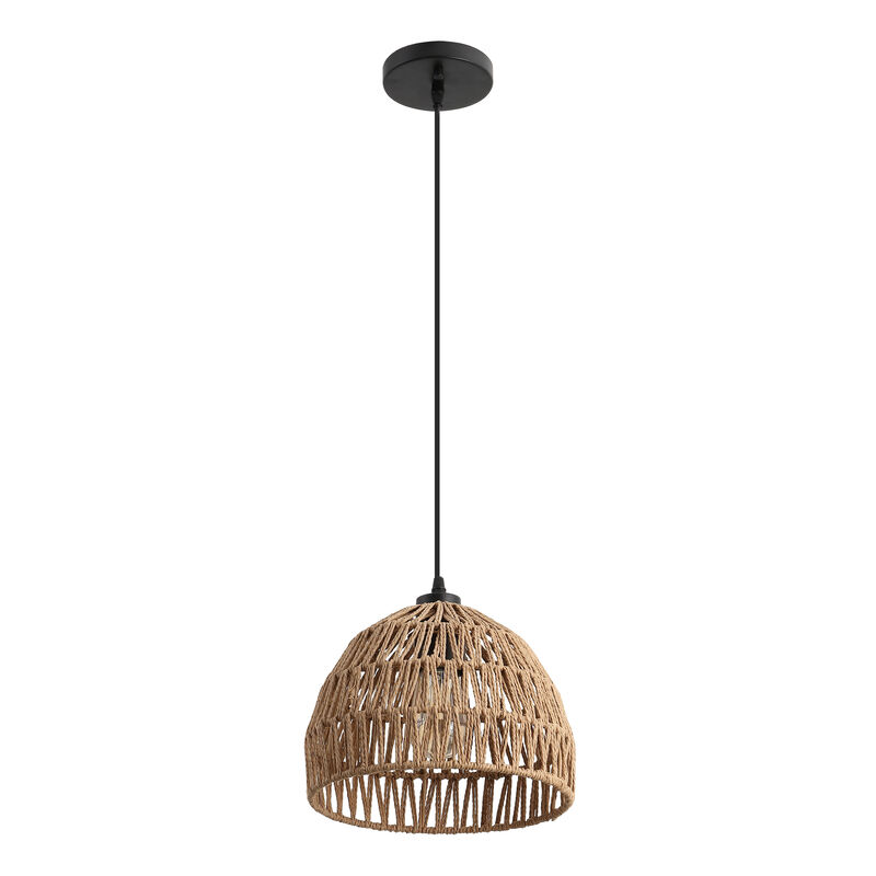 Campana Bohemian Modern Woven Rattaniron LED Pendant