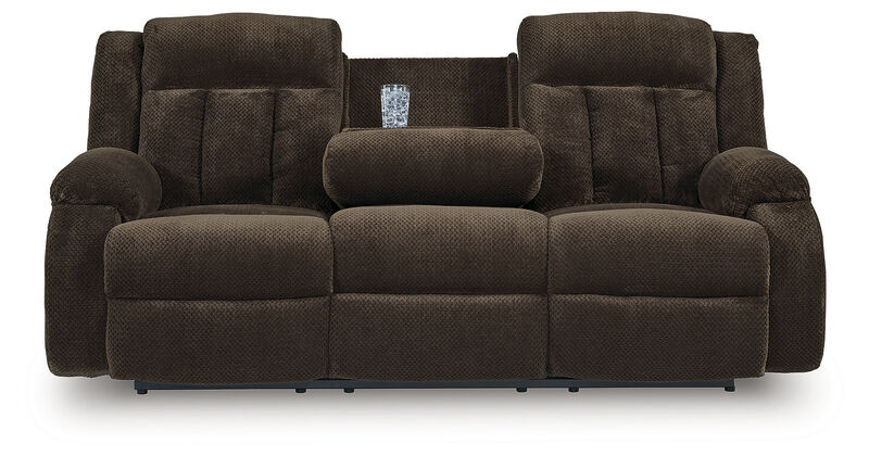Greely Bend Power Reclining Sofa with Drop Down Table in Brown image number 4