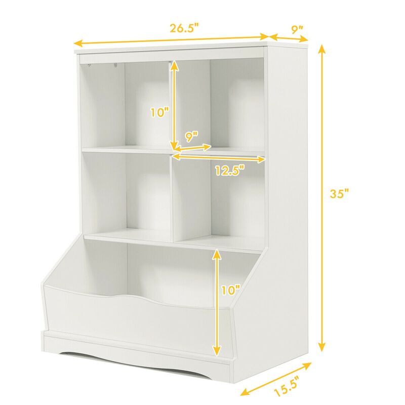 3-Tier Children's Multi-Functional Bookcase Toy Storage Bin Floor Cabinet