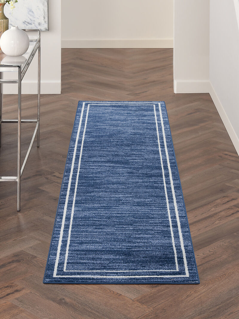 Nourison Essentials NRE02 Navy/Ivory 2' x 6' Rug image number 2