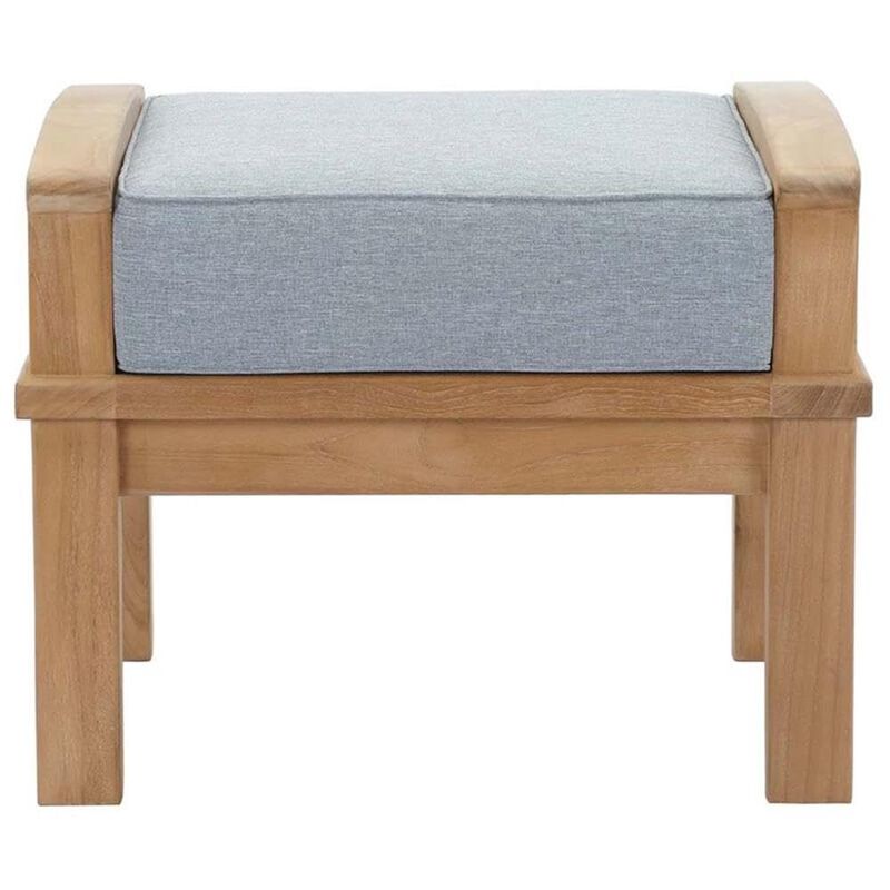 Modway EEI-1152-NAT-GRY-SET Marina Premium Grade A Teak Wood Outdoor Patio Ottoman, Natural Gray image number 2