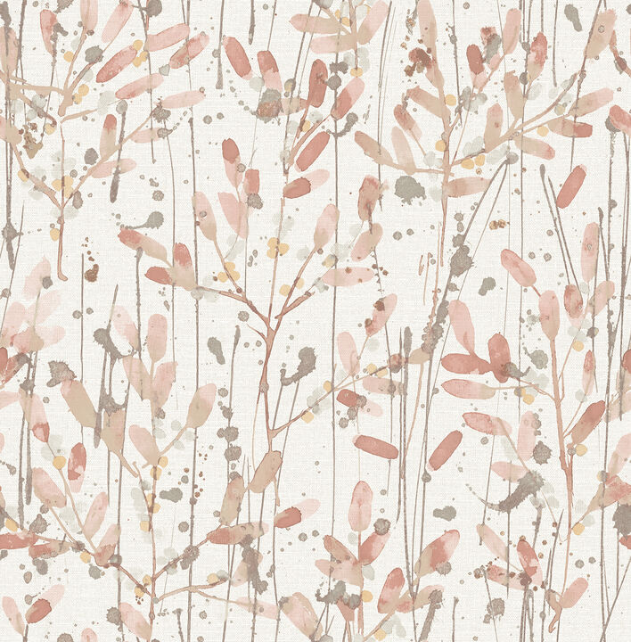Leandra Coral Floral Trail Wallpaper