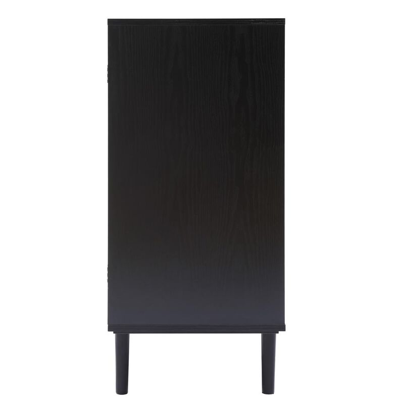 LuxenHome Black and Brown Wood 2-Door Storage Cabinet