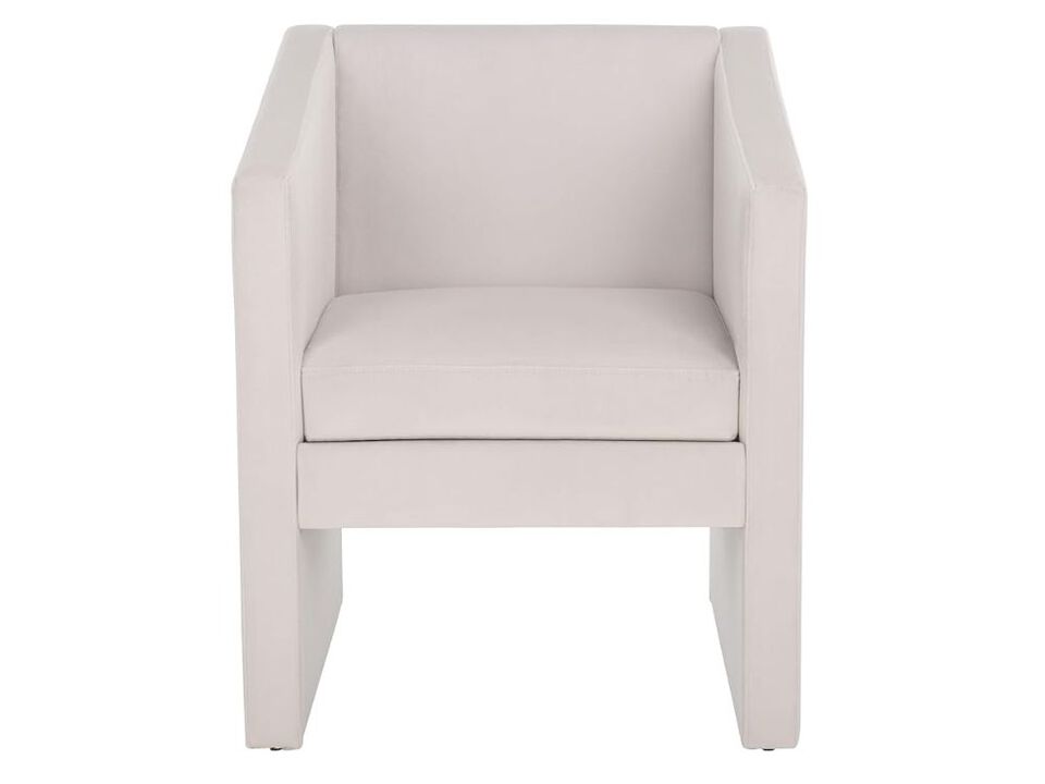 Accent Chair &ndash; Ylva Modern Armchair with Light Grey Velvet Upholstery & Wood Frame