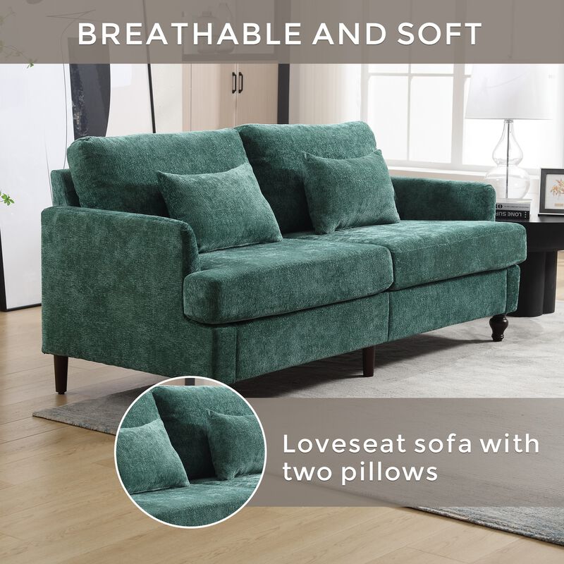 Clihome Modern chenille Fabric Loveseat, 2-Seat Upholstered Loveseat Sofa Modern Couch image number 4