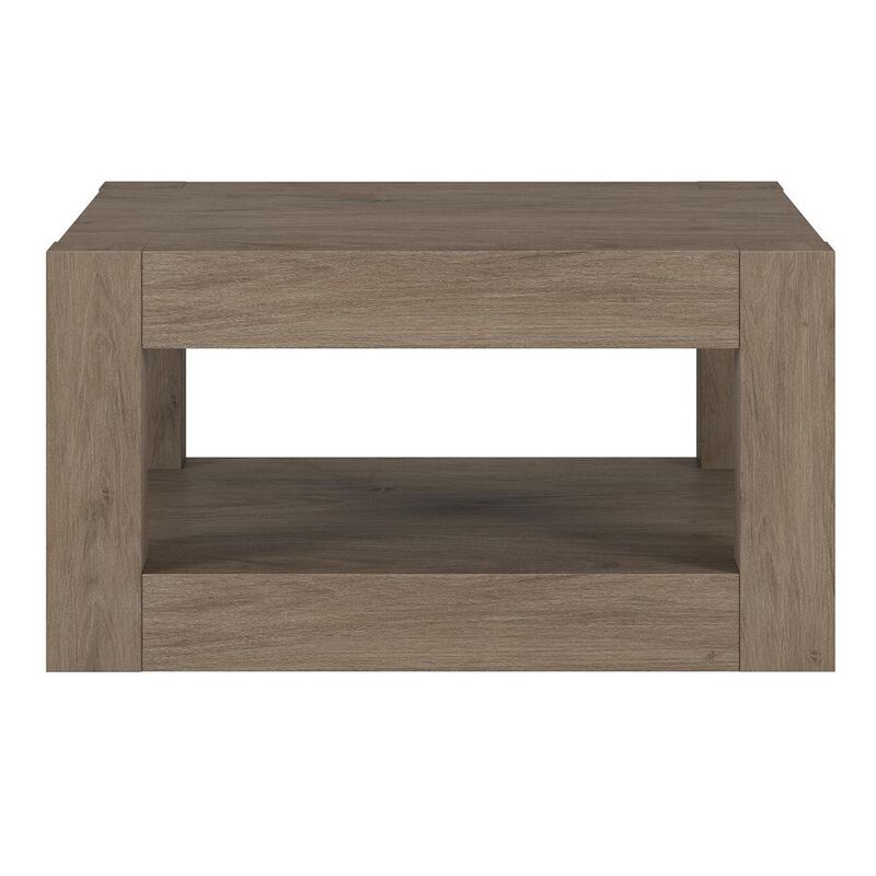 Hudson&Canal Hughes 32 Wide Square Coffee Table in Antiqued Gray Oak
