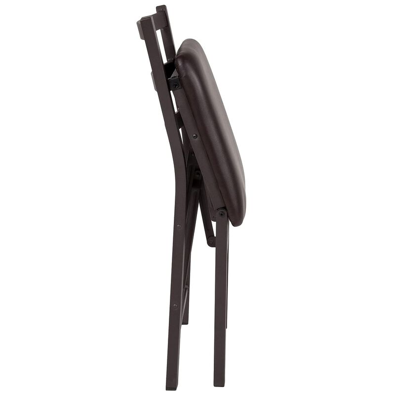 Flash Furniture HERCULES Series Brown Folding Ladder Back Metal Chair with Brown Vinyl Seat image number 2