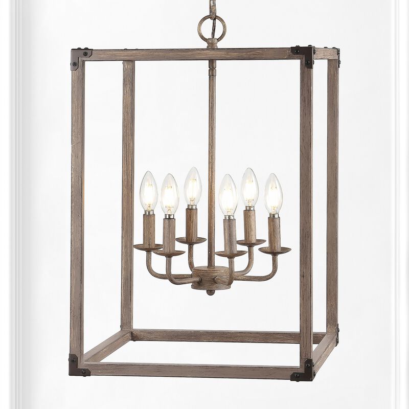 Magnolia 6-Light Adjustable Iron Rustic Farmhouse LED Pendant