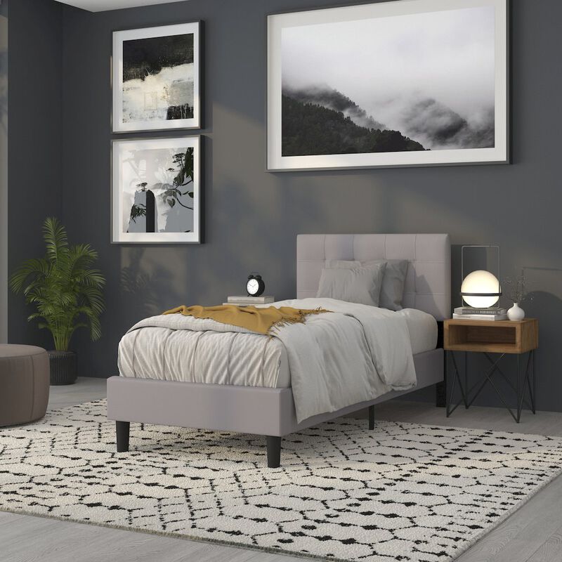 Flash Furniture Tufted Upholstered Twin Size Headboard in Light Gray Fabric image number 8