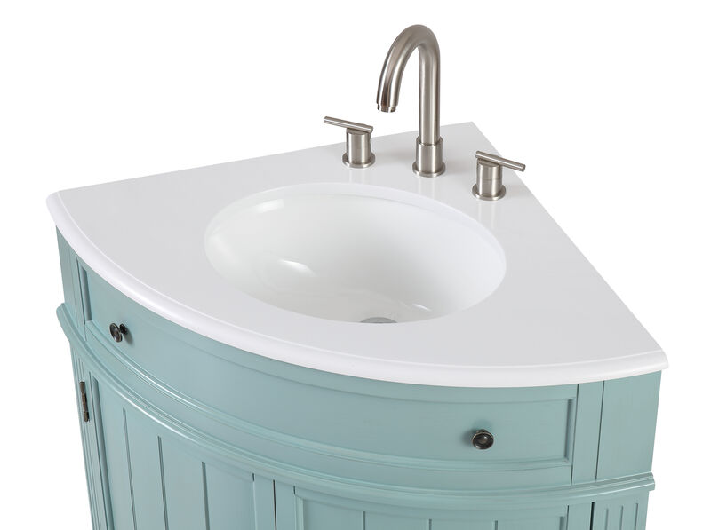 24 Inch Triadsville Freestanding Light Blue Corner Bathroom Sink Vanity image number 3