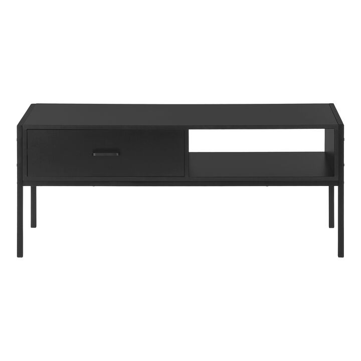 Monarch Specialties I 2874 Tv Stand, 48 Inch, Console, Media Entertainment Center, Storage Drawer, Living Room, Bedroom, Laminate, Metal, Black, Contemporary, Modern