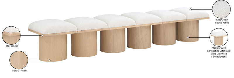 Meridian Furniture Pavilion Cream Boucle Fabric Bench