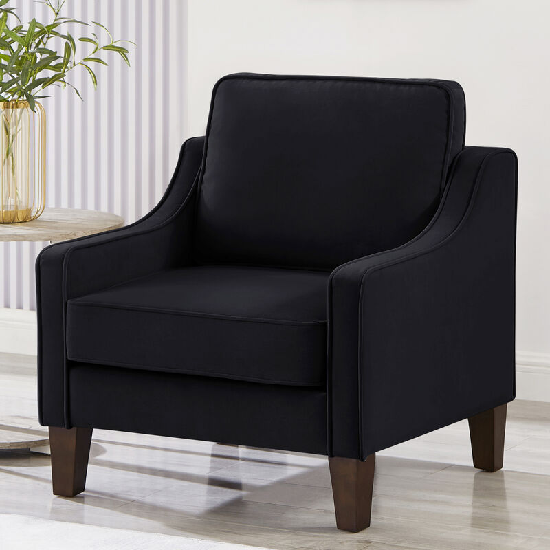 Merax Contemporary Velvet Single Accent Chair  Scooped Armrest Design with Solid Wood Frame image number 1