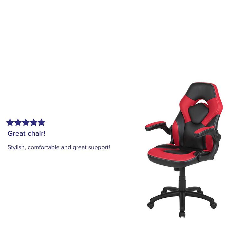 Flash Furniture X10 Gaming Chair Racing Office Computer Swivel Chair, White/Black LeatherSoft