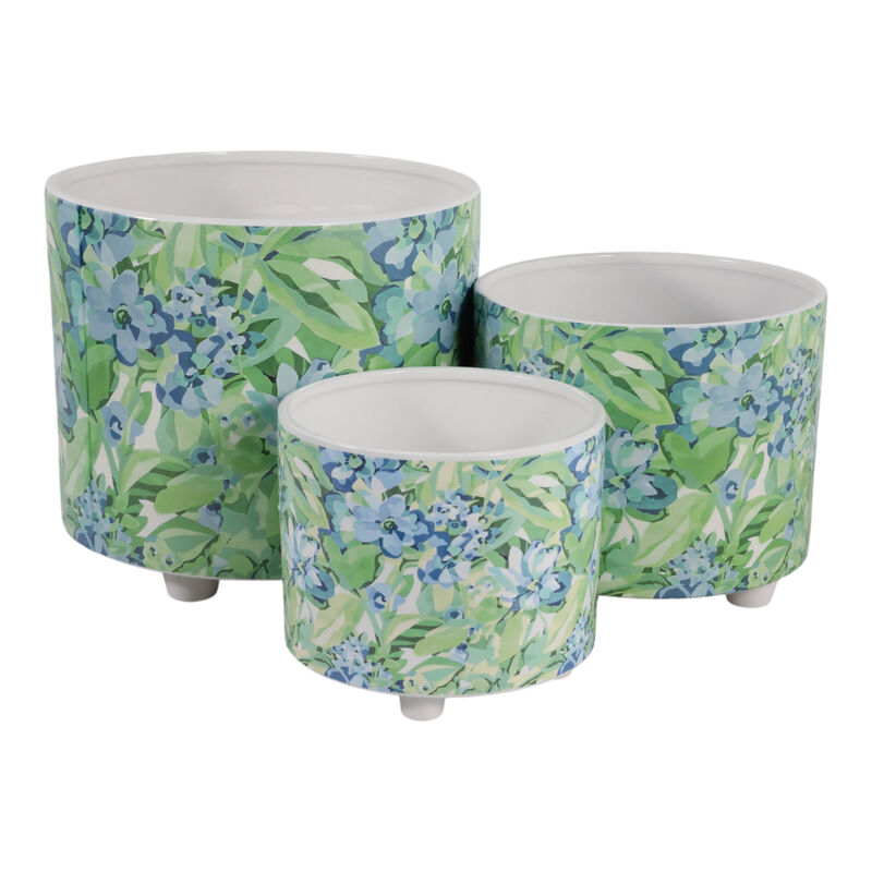 S/3 Blue Flowers Planters image number 3