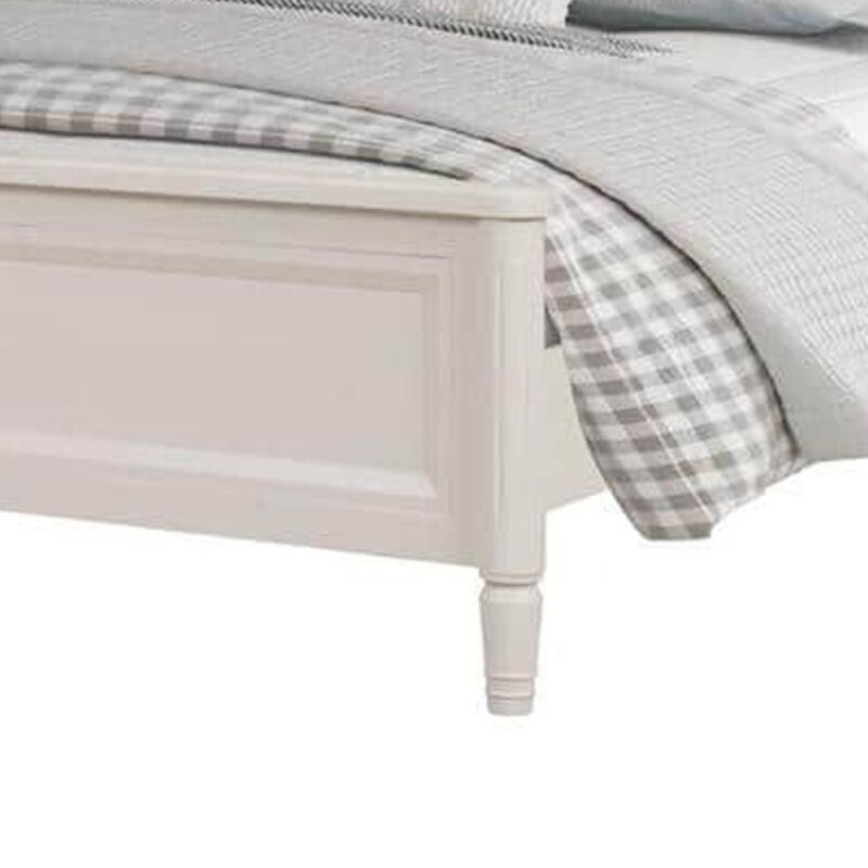 Alta King Size Bed, Classic French Design, White Solid Wood Frame