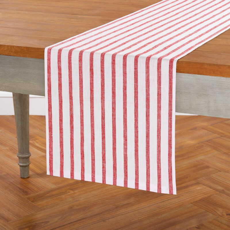 Solino Home Madison Stripe 100% Linen Table Runner &ndash; Handcrafted, Machine Washable, Perfect for Holiday and Everyday Dining