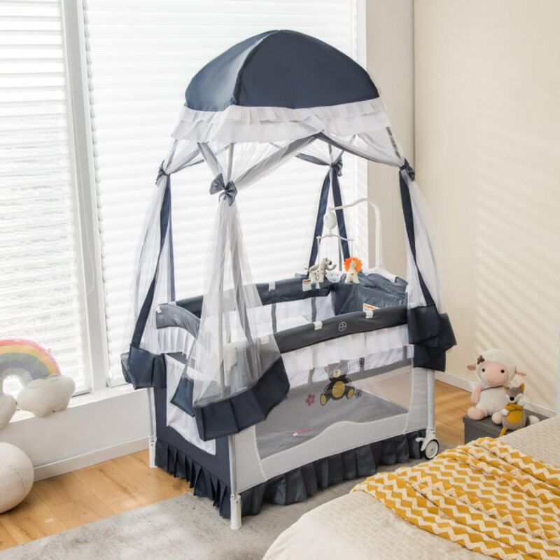 Hivvago Convertible Bassinet with Removable Changing Table and Detachable Mesh Net